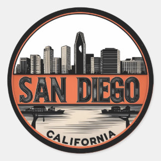 San Diego California Skyline-Modern Cityscape Art Runt Klistermärke