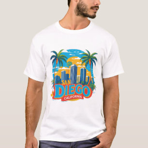 San Diego California Skyline-Modern Cityscape Art T Shirt