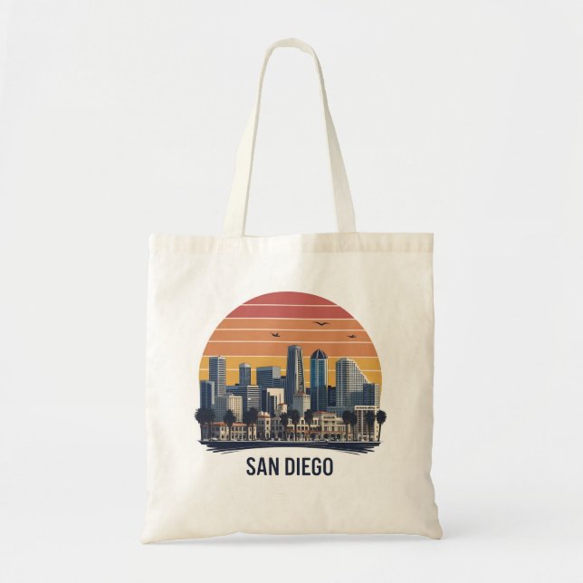 San Diego California Skyline-Modern Cityscape Art Tygkasse (Framsidan)