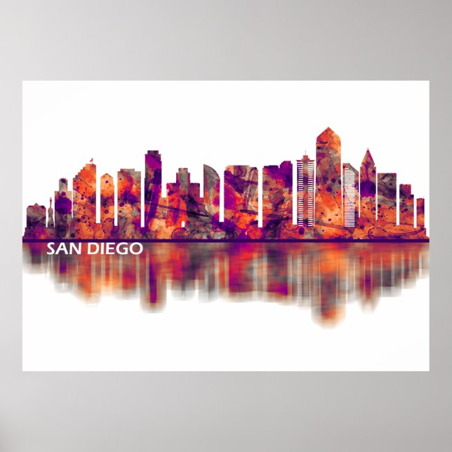 San Diego California Skyline Poster (Framsidan)