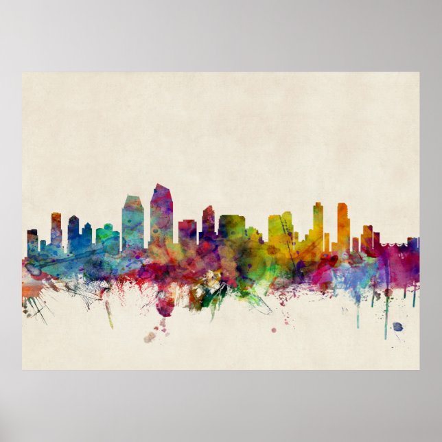San Diego California Skyline Poster (Framsidan)