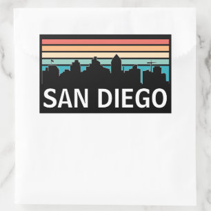 San Diego California Skyline Vintage resor Rektangulärt Klistermärke