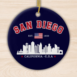 San Diego California Skyline West Coast Vibes Julgransprydnad Keramik