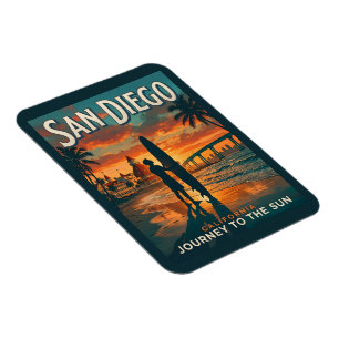 San Diego California Solnedgång Surf Resa Magnet