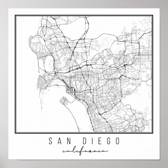 San Diego California Street Karta Poster (Framsidan)