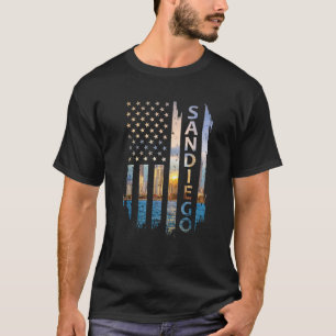 San Diego California Summer Sunset American Flagga T Shirt