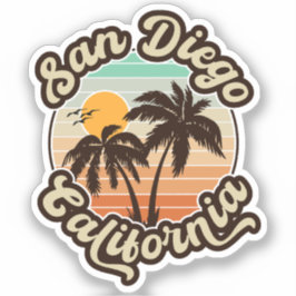 San Diego California Sunset Handflatan Träd Souven Klistermärken