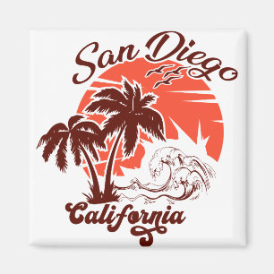 San Diego California Sunset Handflatan Träd Souven Magnet