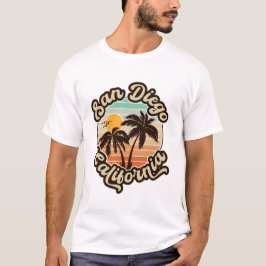 San Diego California Sunset Handflatan Träd Souven T Shirt