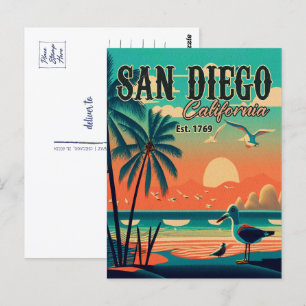 San Diego California Sunset Souvenirs 1950-talet Vykort