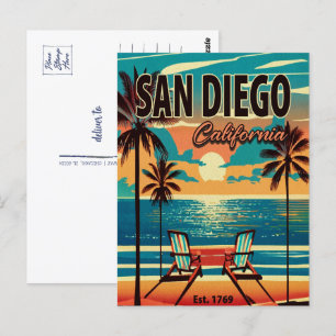 San Diego California Sunset Souvenirs 1950-talet Vykort