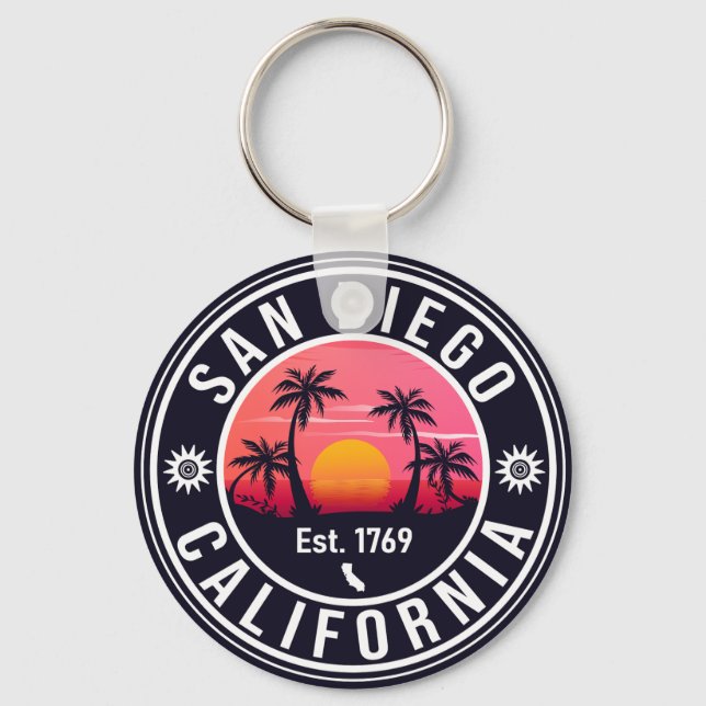San Diego California Sunset Vacation Souvenirs 60 Nyckelring (Framsida)