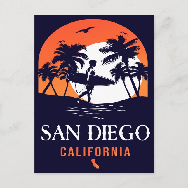 San Diego California Sunset Vacation Souvenirs Vykort (Framsida)