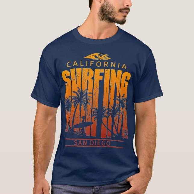 San Diego California Surfa Fläkt Premium T Shirt (Framsida)