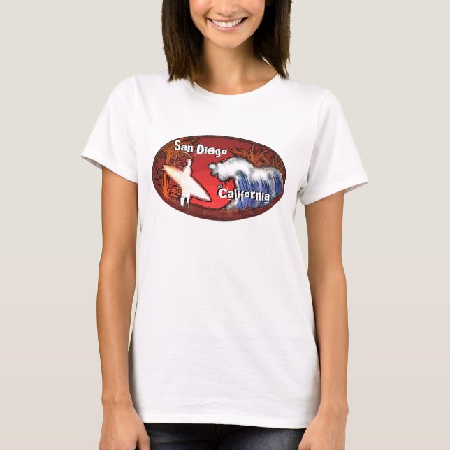 San Diego California surfer art dam tank Tee (Framsida)