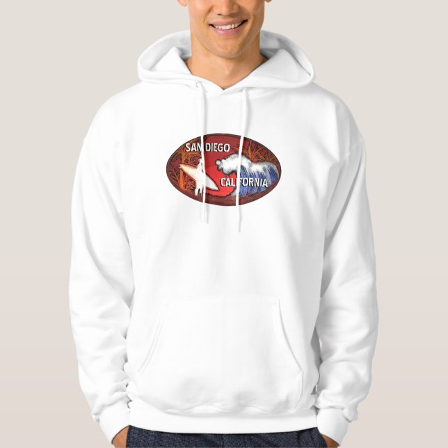 San Diego California surfer vågar art killarna hoo Sweatshirt Med Luva (Framsida)