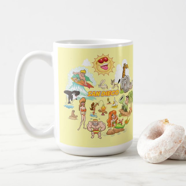 San Diego California Tecknad Kaffemugg (Med munk)