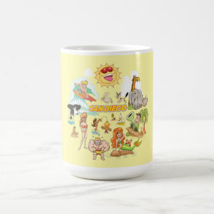 San Diego California Tecknad Kaffemugg