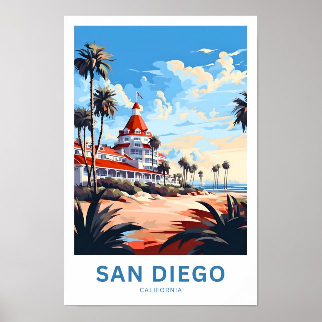 San Diego California Travel Print Poster (Framsidan)