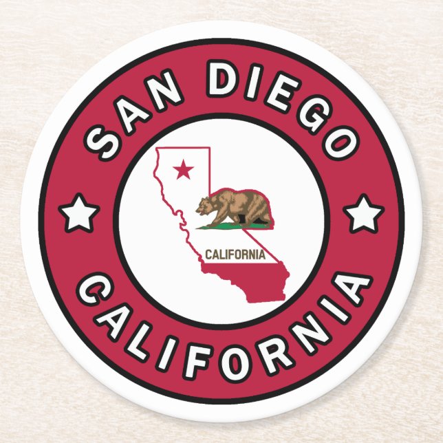 San Diego California Underlägg Papper Rund (Framsidan)