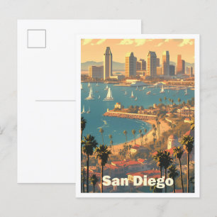 San Diego California USA Art Vintage resor Vykort