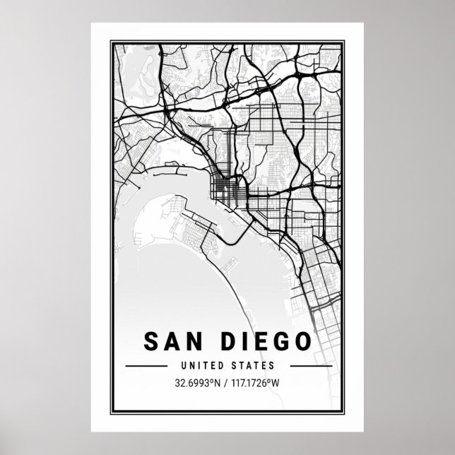 San Diego California USA Cities Travel City Karta Poster (Framsidan)