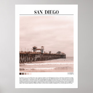 San Diego California USA Minimalist Wll Art Poster