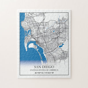 San Diego California USA Travel City Karta Pussel