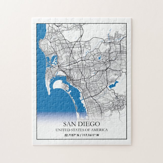 San Diego California USA Travel City Karta Pussel (Vertikal)