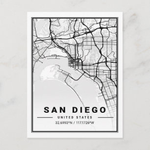 San Diego California USA Travel City Karta Vykort