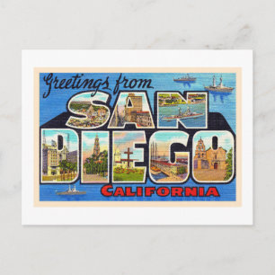 San Diego California Vintage Large Brev vykort