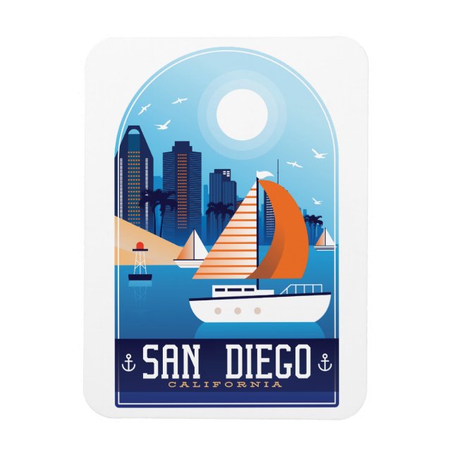 San Diego California Vintage resor Magnet (Vertikal)