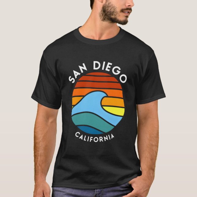 San Diego California Wave T Shirt (Framsida)