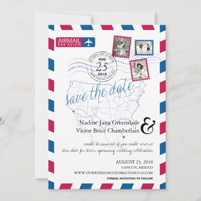 San Diego Cancun Airmail Spara datum Spara Datumet (Framsida)