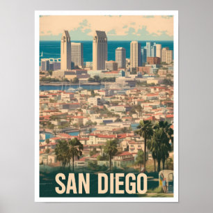 San Diego City California USA Art Vintage resor Poster