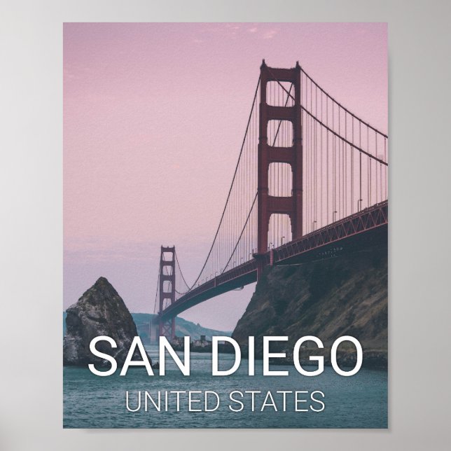 San Diego City Skyline Travel Poster (Framsidan)