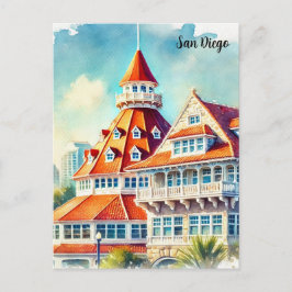 San Diego Coronado Akvarell Vykort