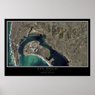 San Diego & Coronado California Satellite Karta Poster