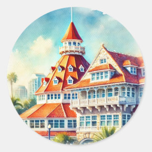 San Diego Coronado Watercolor Runt Klistermärke