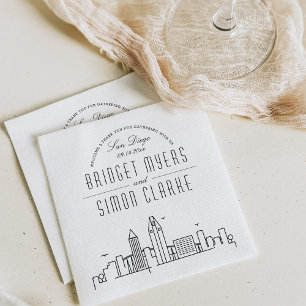 San Diego Deco Skyline   Bröllop Event Napkins Pappersservett