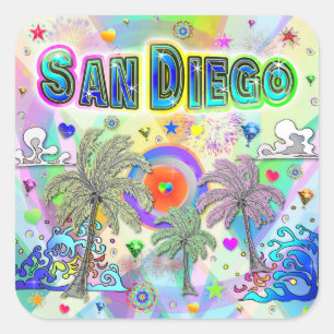San Diego Deep Dream Sticker Fyrkantigt Klistermärke