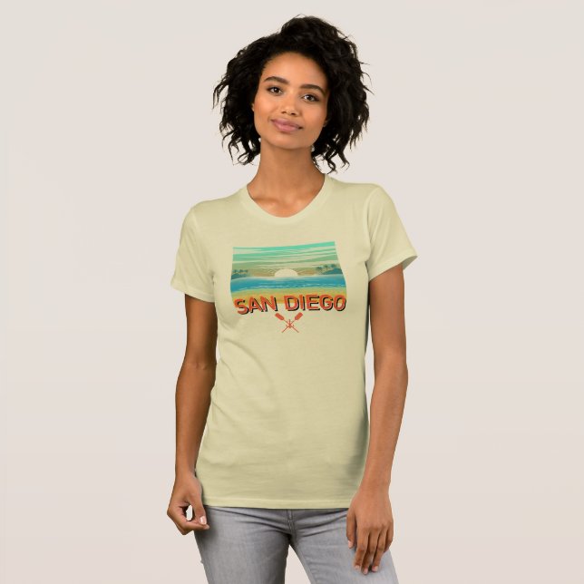 San Diego Design - Dam-Bella+Canvas slank passform T Shirt (Hel framsida)