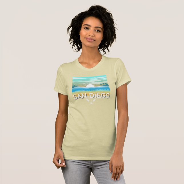 San Diego Design - Dam-Bella+Canvas slank passform T Shirt (Hel framsida)