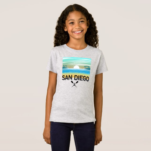 San Diego Design - Flickors T-Shirt i Fin Jersey (Hel framsida)