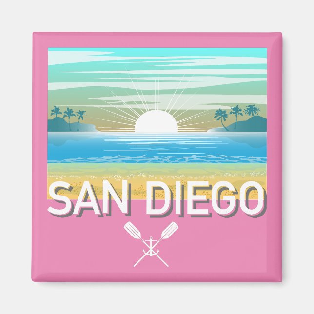 San Diego Design - Fyrkantig Magnet (Framsidan)