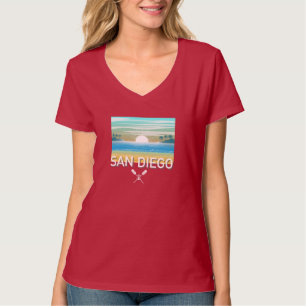 San Diego Design - Kvinnors grundläggande V-Nacke  T Shirt