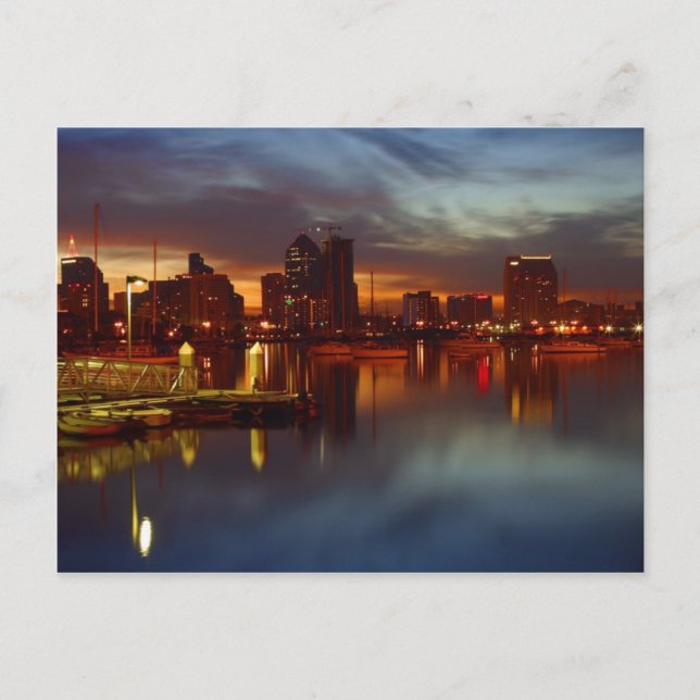 San Diego Docks Night Vykort (Framsida)