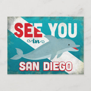 San Diego Dolphin - Retro Vintage resor Vykort