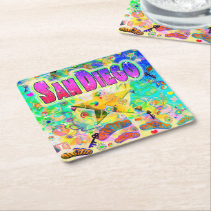 San Diego Epoch Hour Coaster Underlägg Papper Kvadrat