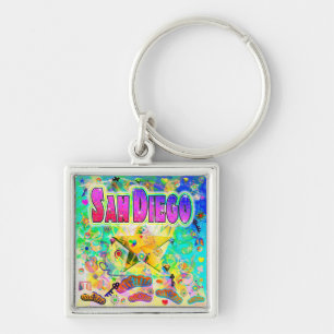 San Diego Epoch Hour Keychain Fyrkantig Silverfärgad Nyckelring